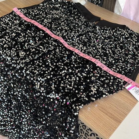 NEW City Chic tunic mini dress sequins black size large - Picture 11 of 13